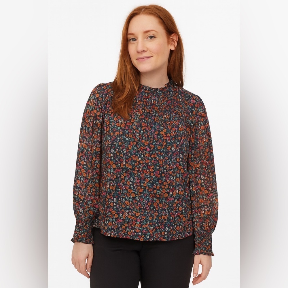 Topshop Size 4 Multicolor Long Sleeve Blouse